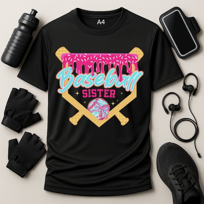 Baseball Sister Drip Ice Cream Baseball Game Day Cooling Performance Crew T-Shirt