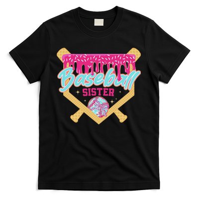 Baseball Sister Drip Ice Cream Baseball Game Day T-Shirt