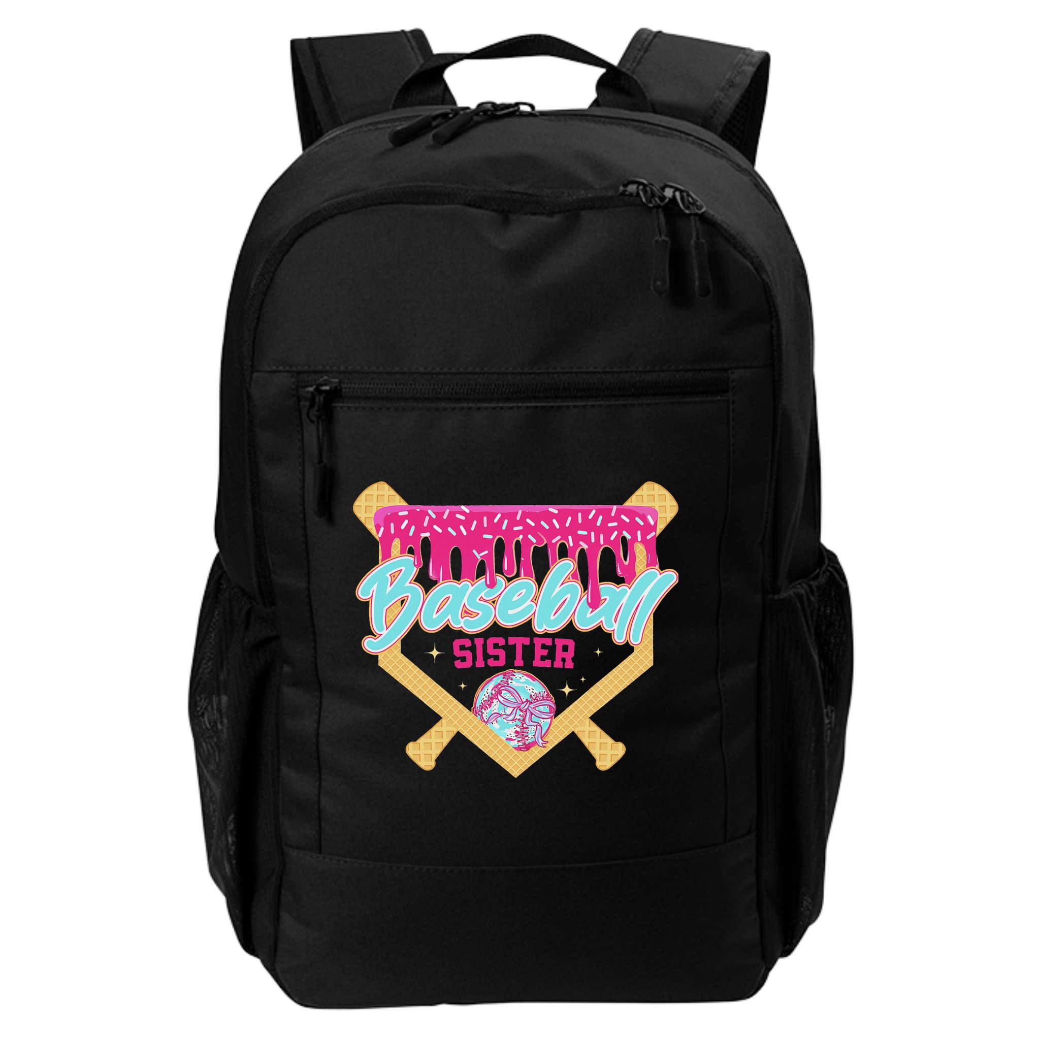 Baseball Sister Drip Ice Cream Baseball Game Day Backpack