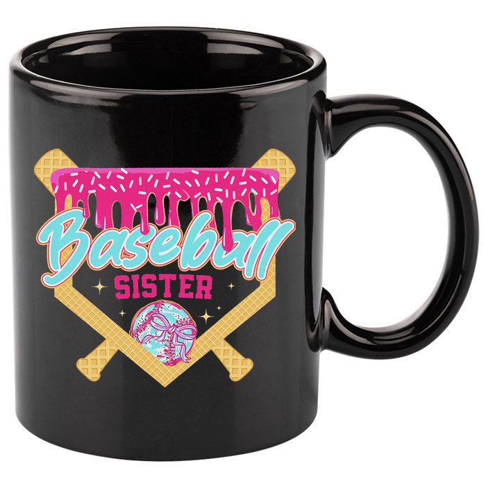 Baseball Sister Drip Ice Cream Baseball Game Day 11oz C Handle Ceramic Mug