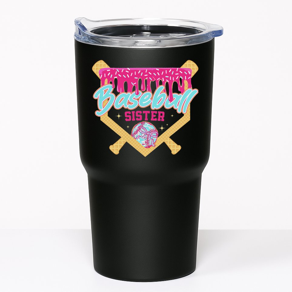 Baseball Sister Drip Ice Cream Baseball Game Day Tumbler