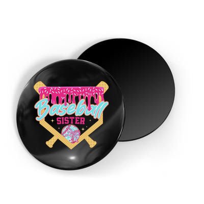 Baseball Sister Drip Ice Cream Baseball Game Day Magnet
