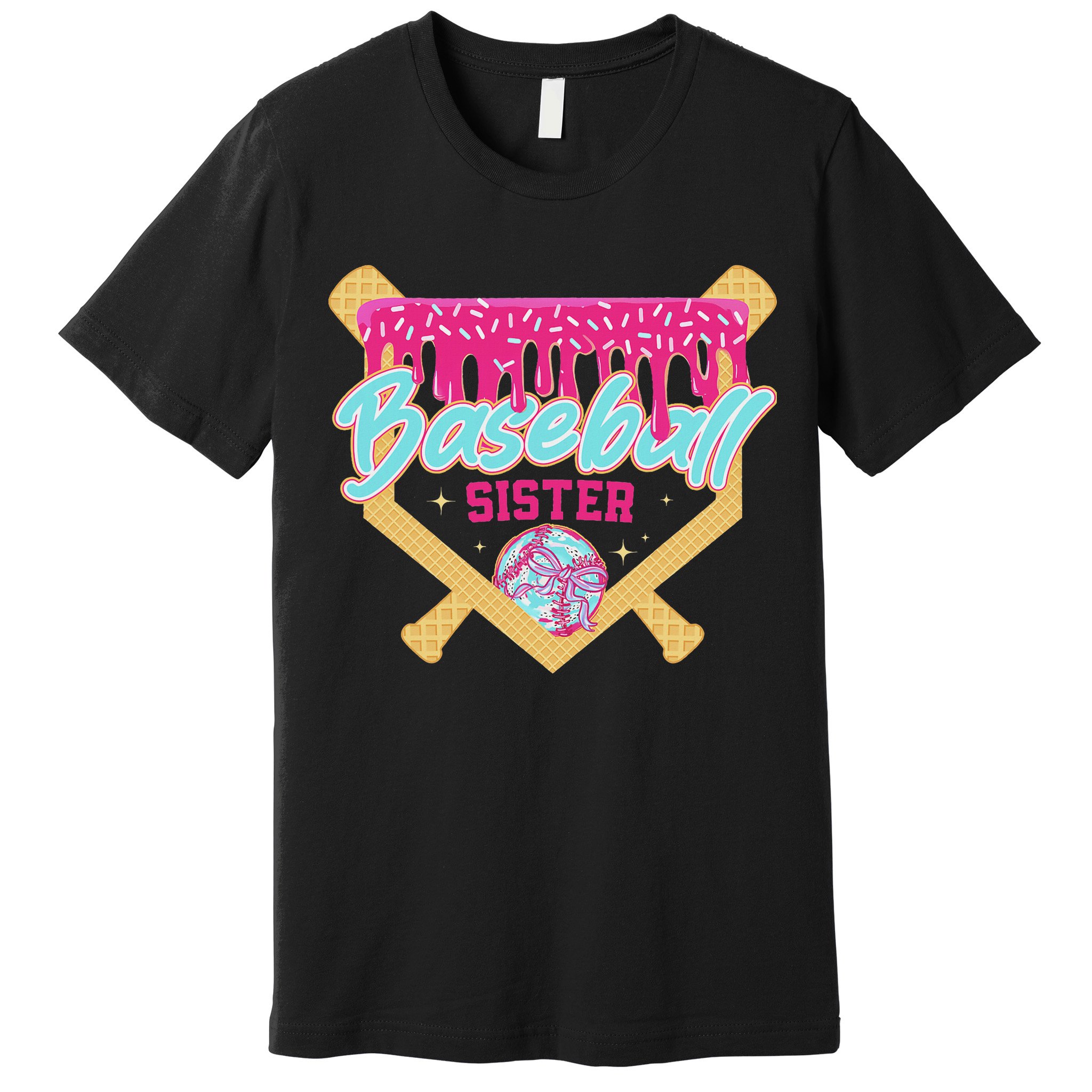 Baseball Sister Drip Ice Cream Baseball Game Day Premium T-Shirt