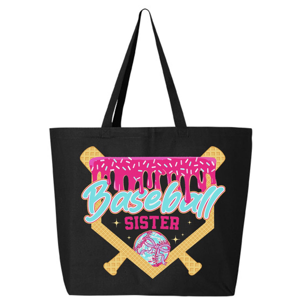 Baseball Sister Drip Ice Cream Baseball Game Day 25L Jumbo Tote