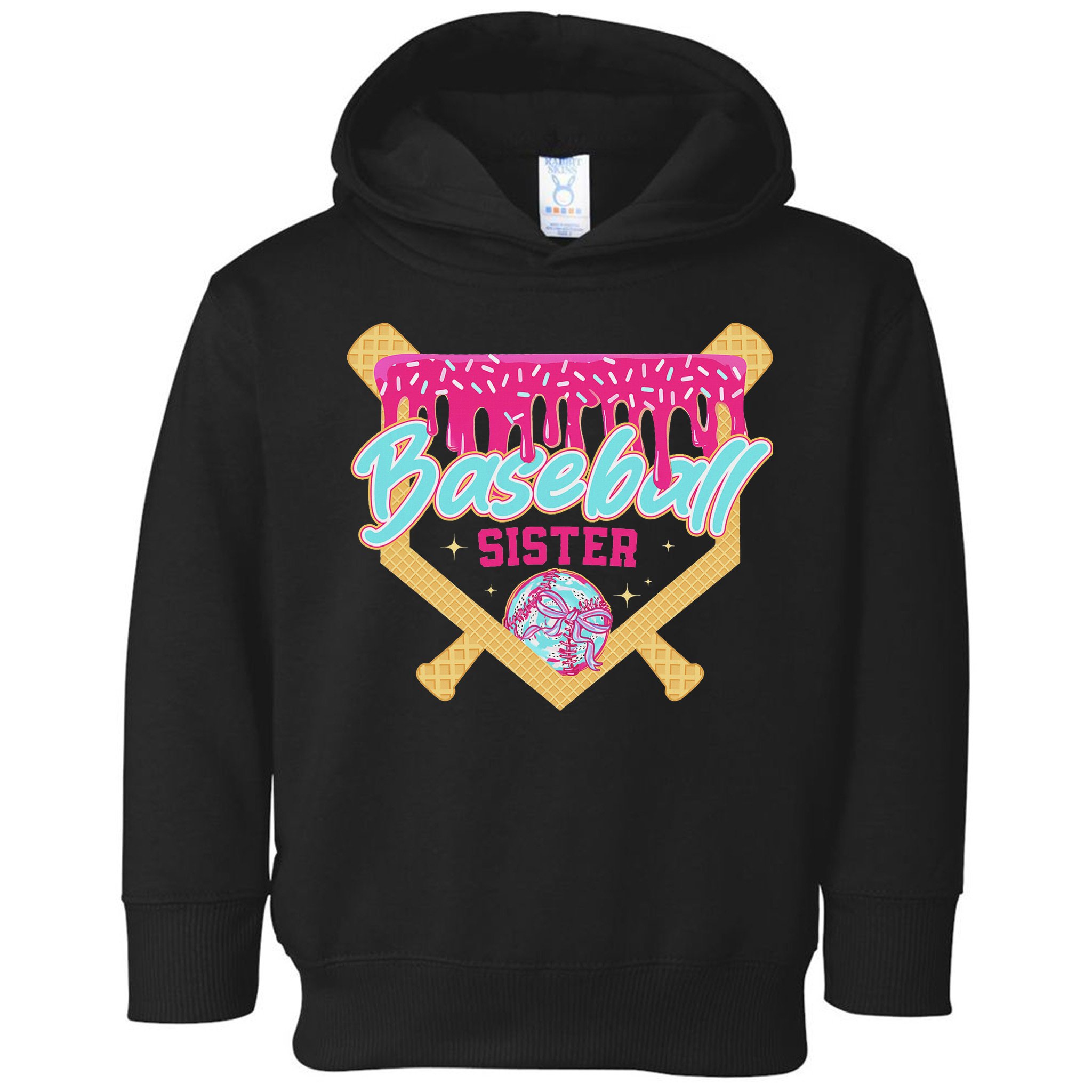 Baseball Sister Drip Ice Cream Baseball Game Day Toddler Hoodie