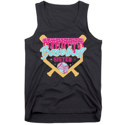 Baseball Sister Drip Ice Cream Baseball Game Day Tank Top