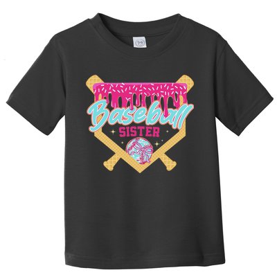 Baseball Sister Drip Ice Cream Baseball Game Day Toddler T-Shirt