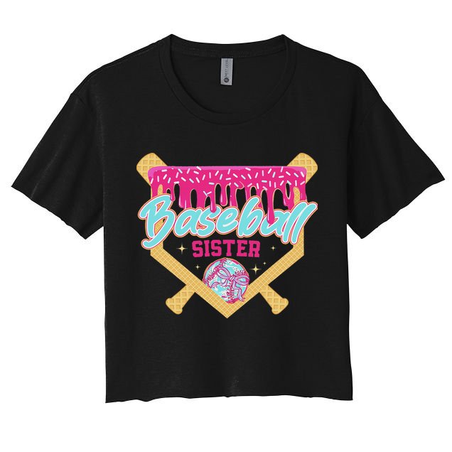 Baseball Sister Drip Ice Cream Baseball Game Day Crop Top