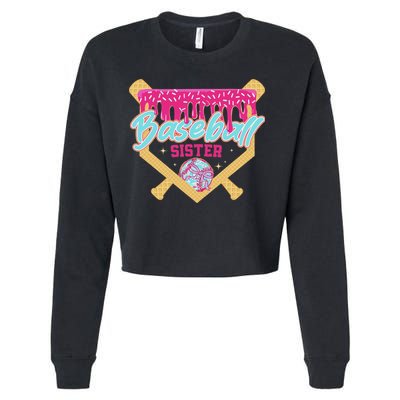 Baseball Sister Drip Ice Cream Baseball Game Day Cropped Pullover Crew