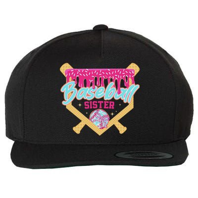 Baseball Sister Drip Ice Cream Baseball Game Day Wool Snapback Cap