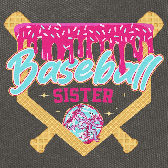 Baseball Sister Drip Ice Cream Baseball Game Day Cotton Canvas Backpack