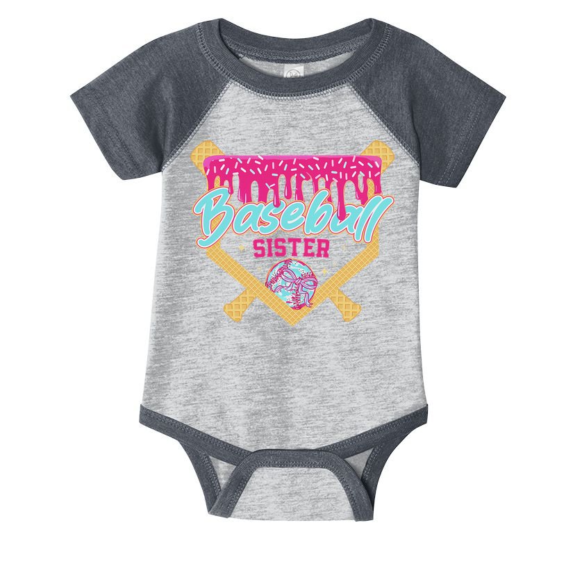 Baseball Sister Drip Ice Cream Baseball Game Day Infant Baby Jersey Bodysuit