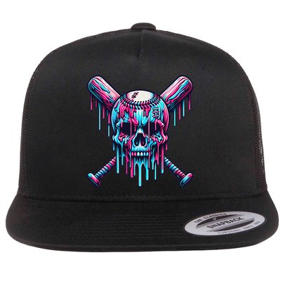 Baseball Skull Drip Baseball Drip Baseball Ice Cream Drip Flatbill Hat