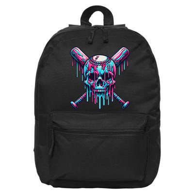 Baseball Skull Drip Baseball Drip Baseball Ice Cream Drip 16 in Basic Backpack