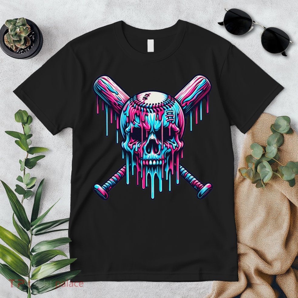Baseball Skull Drip Baseball Drip Baseball Ice Cream Drip Premium T-Shirt