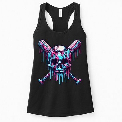 Baseball Skull Drip Baseball Drip Baseball Ice Cream Drip Womens Tank Top