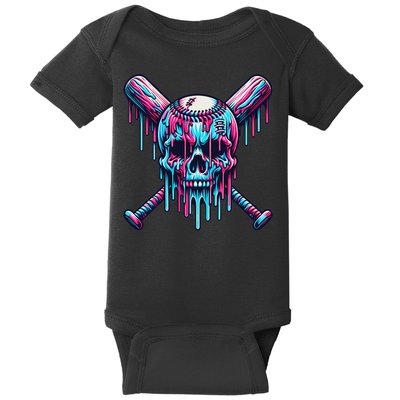 Baseball Skull Drip Baseball Drip Baseball Ice Cream Drip Baby Bodysuit