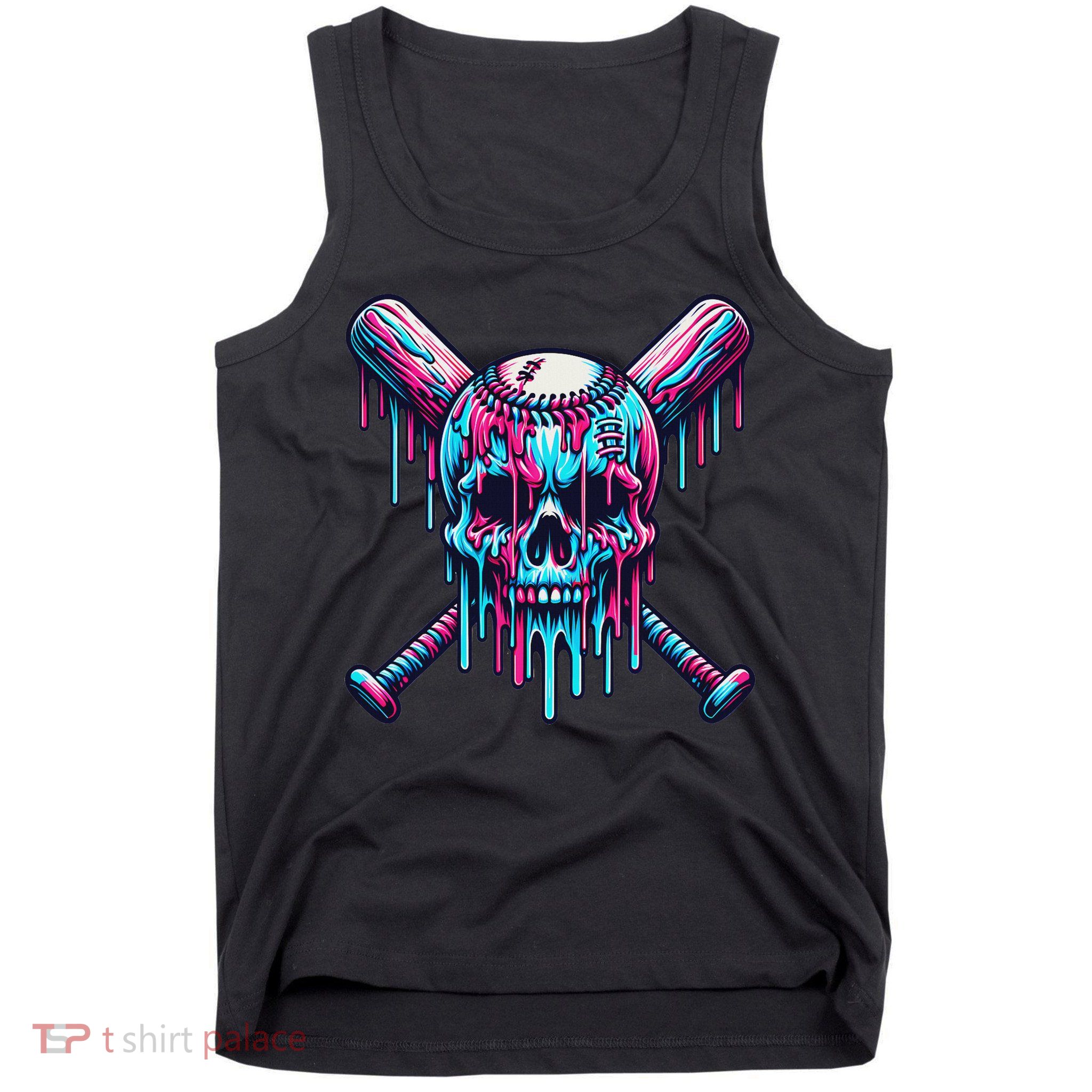 Baseball Skull Drip Baseball Drip Baseball Ice Cream Drip Tank Top