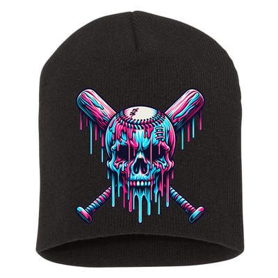 Baseball Skull Drip Baseball Drip Baseball Ice Cream Drip Short Acrylic Beanie