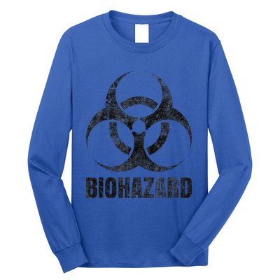 Biohazard Symbol Distressed Weathered Look Halloween Fun Long Sleeve Shirt