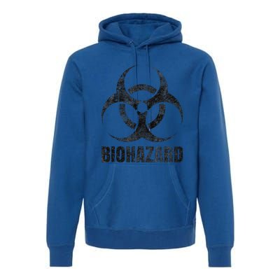 Biohazard Symbol Distressed Weathered Look Halloween Fun Premium Hoodie