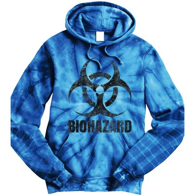 Biohazard Symbol Distressed Weathered Look Halloween Fun Tie Dye Hoodie