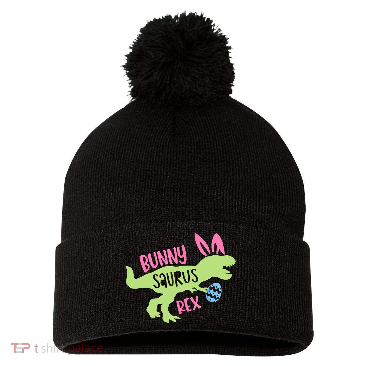 Bunny Saurus Dinosaur Easter Day Pom Pom 12in Knit Beanie