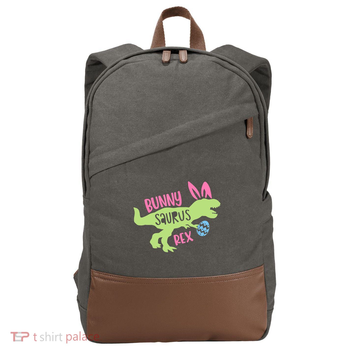 Bunny Saurus Dinosaur Easter Day Cotton Canvas Backpack