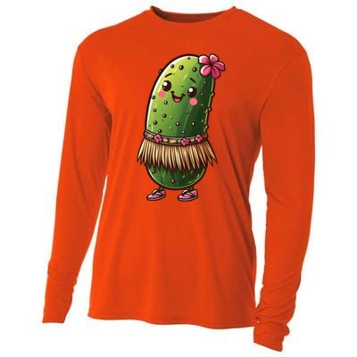 Best Summer Design Cucumber Pickle Lover Gift Cooling Performance Long Sleeve Crew