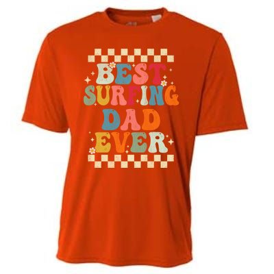 Best Surfing Dad Ever Retro Groovy Gift Surfing Dad Meaningful Gift Cooling Performance Crew T-Shirt