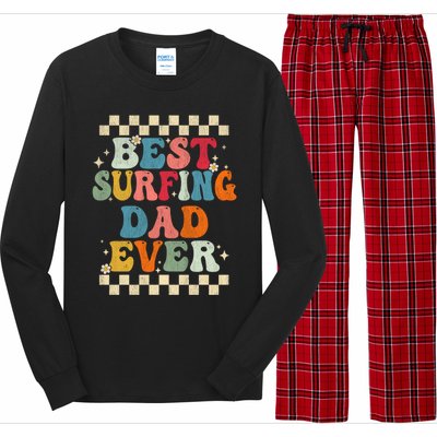 Best Surfing Dad Ever Retro Groovy Gift Surfing Dad Meaningful Gift Long Sleeve Pajama Set