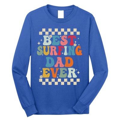 Best Surfing Dad Ever Retro Groovy Gift Surfing Dad Meaningful Gift Long Sleeve Shirt