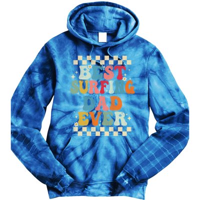 Best Surfing Dad Ever Retro Groovy Gift Surfing Dad Meaningful Gift Tie Dye Hoodie