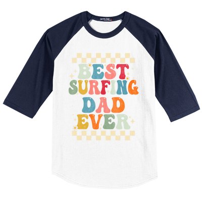 Best Surfing Dad Ever Retro Groovy Gift Surfing Dad Meaningful Gift Baseball Sleeve Shirt