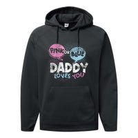 Baby Shower Dad Or Blue Daddy Loves You Gender Reveal Performance Fleece Hoodie