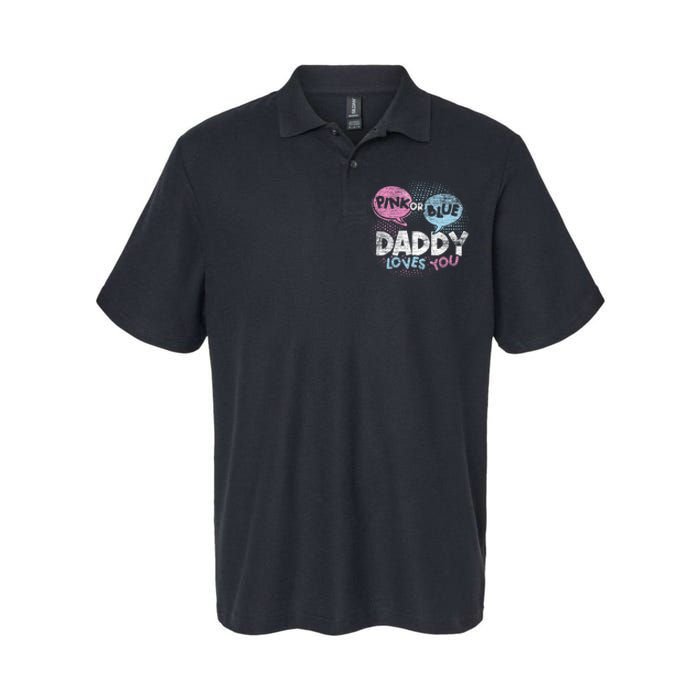 Baby Shower Dad Or Blue Daddy Loves You Gender Reveal Softstyle Adult Sport Polo