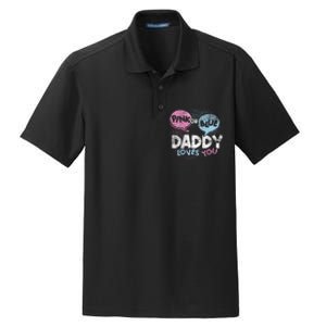 Baby Shower Dad Or Blue Daddy Loves You Gender Reveal Dry Zone Grid Polo