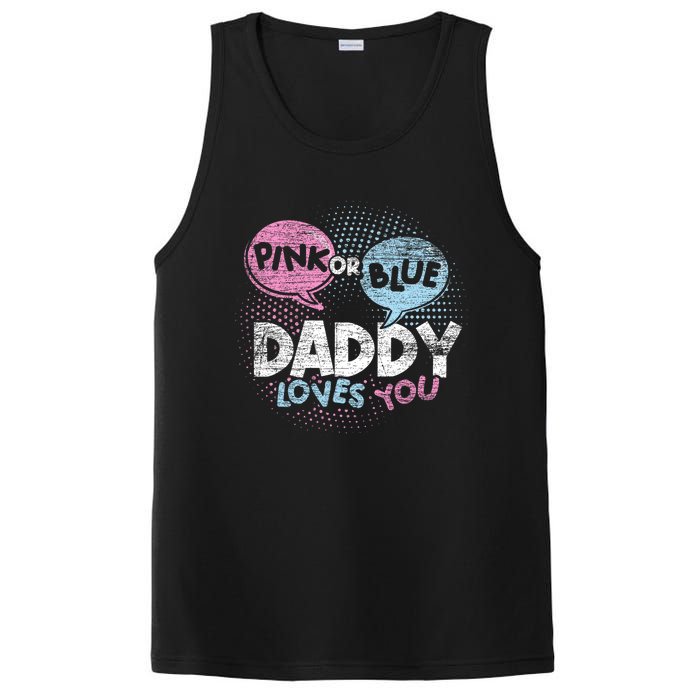 Baby Shower Dad Or Blue Daddy Loves You Gender Reveal PosiCharge Competitor Tank