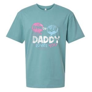 Baby Shower Dad Or Blue Daddy Loves You Gender Reveal Sueded Cloud Jersey T-Shirt