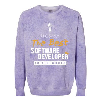 Best Software Developer World Full Stack Software Developer Colorblast Crewneck Sweatshirt