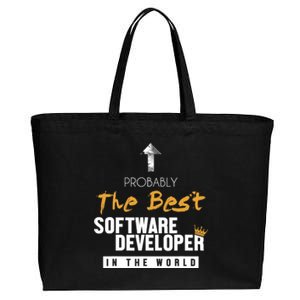 Best Software Developer World Full Stack Software Developer Cotton Canvas Jumbo Tote