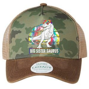 Big Sistersaurus Dinosaur Big Sister Saurus Family Matching Legacy Tie Dye Trucker Hat