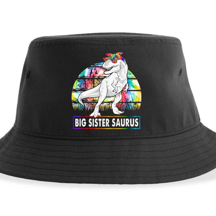 Big Sistersaurus Dinosaur Big Sister Saurus Family Matching Sustainable Bucket Hat