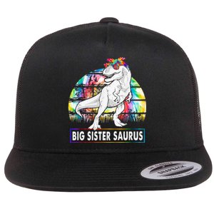 Big Sistersaurus Dinosaur Big Sister Saurus Family Matching Flat Bill Trucker Hat