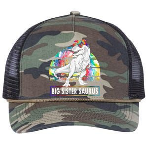 Big Sistersaurus Dinosaur Big Sister Saurus Family Matching Retro Rope Trucker Hat Cap