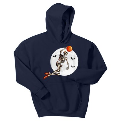 Basketball Skeleton Dunk Basketball Player Halloween Moon Kids Hoodie