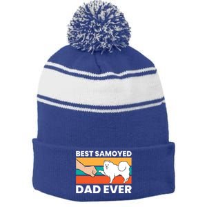 Best Samoyed Dad Ever Cute Samoyed Cute Gift Stripe Pom Pom Beanie