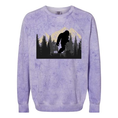 Bigfoot Sasquatch Design And Trip Hiking Lovers Gift Colorblast Crewneck Sweatshirt