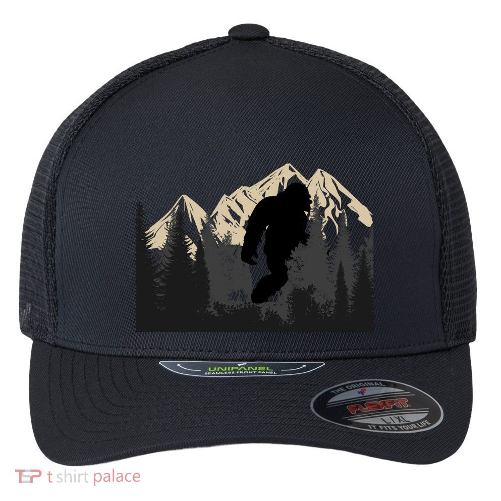 Bigfoot Sasquatch Design And Trip Hiking Lovers Gift Flexfit Unipanel Trucker Cap