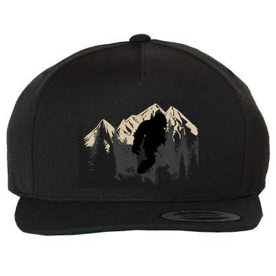 Bigfoot Sasquatch Design And Trip Hiking Lovers Gift Wool Snapback Cap